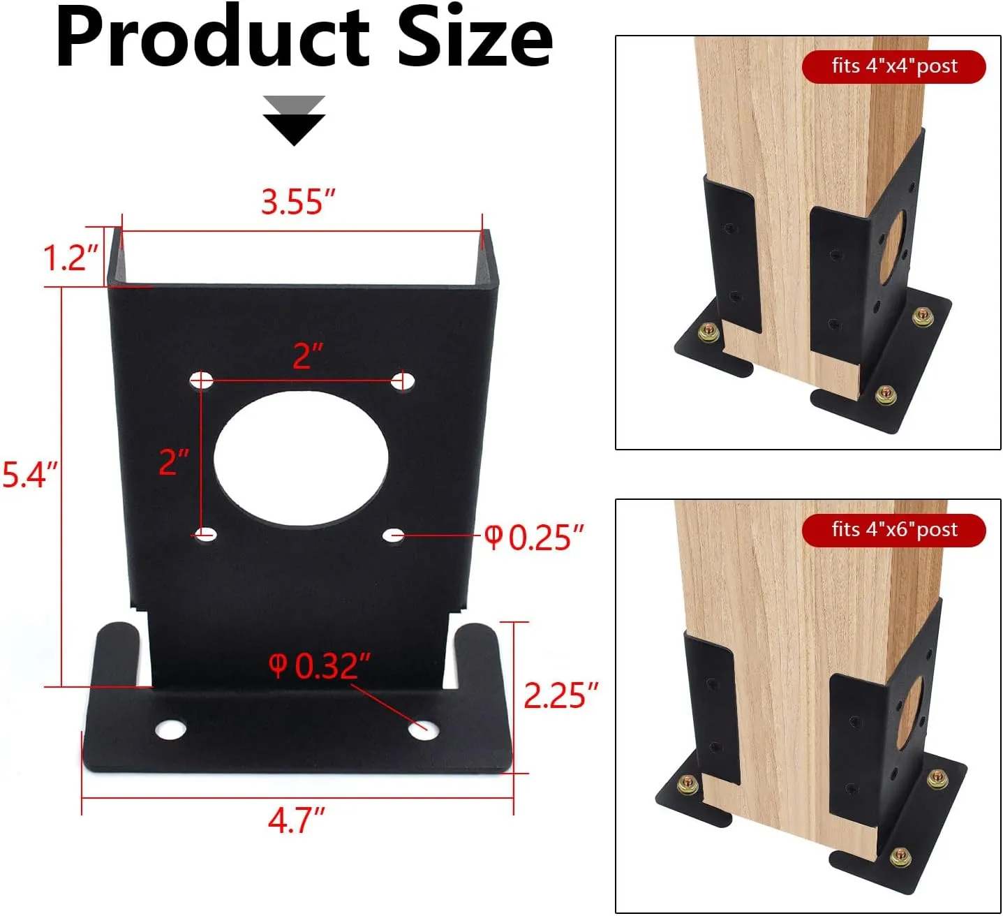 (8 Pack) 4x4 Post Bracket Heavy Duty Adjustable Wood Fence Anchor Base Brackets, for Deck Railing, Mailbox, Pergola Brackets(Black)