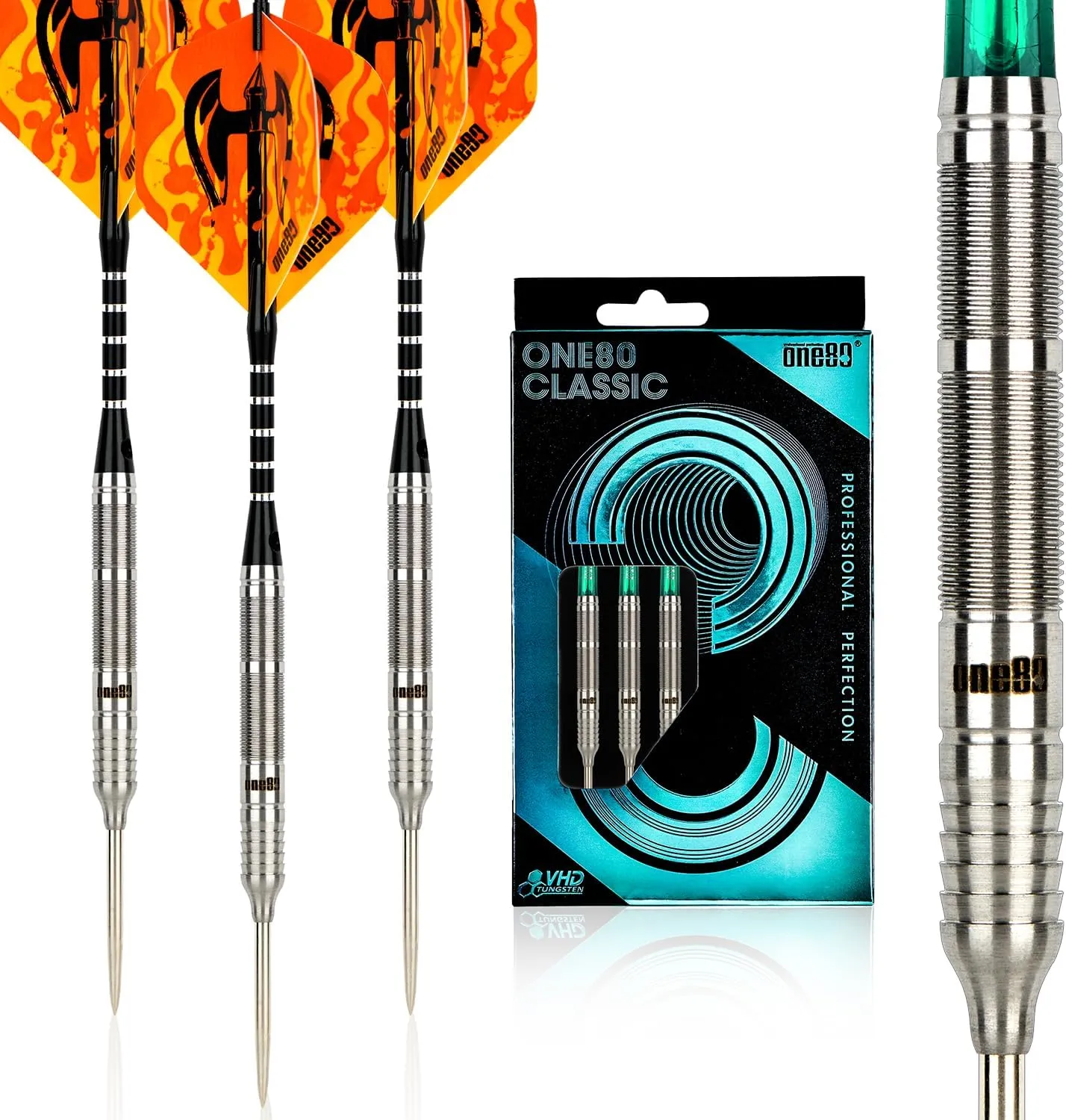 90% VHD Steel Tip Tungsten Dart, Professional Barrel Style with Extra Flights, Shafts and Sharpener Gift Box Packaging