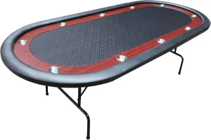 96" Light Series Foldable Poker Table with Wooden Racetrack Felt Stainless Legs Cup Holders Black
