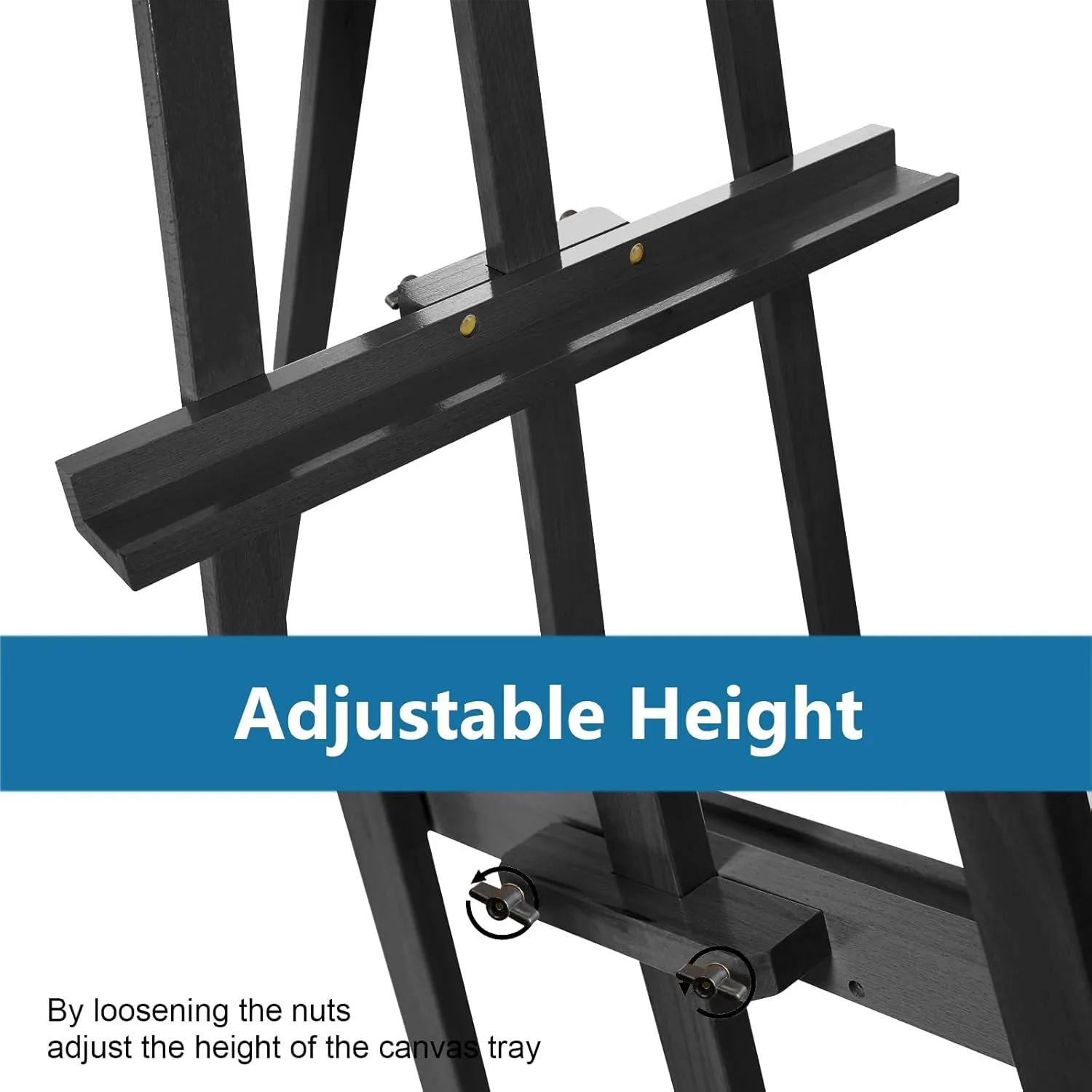 A - Frame Wooden Display Easel - Adjustable Lyre Beechwood Studio Easel Stand Holding Canvas Up to 90", Inclinable Artist Floor Painting Easel for Artwork Painting, Black