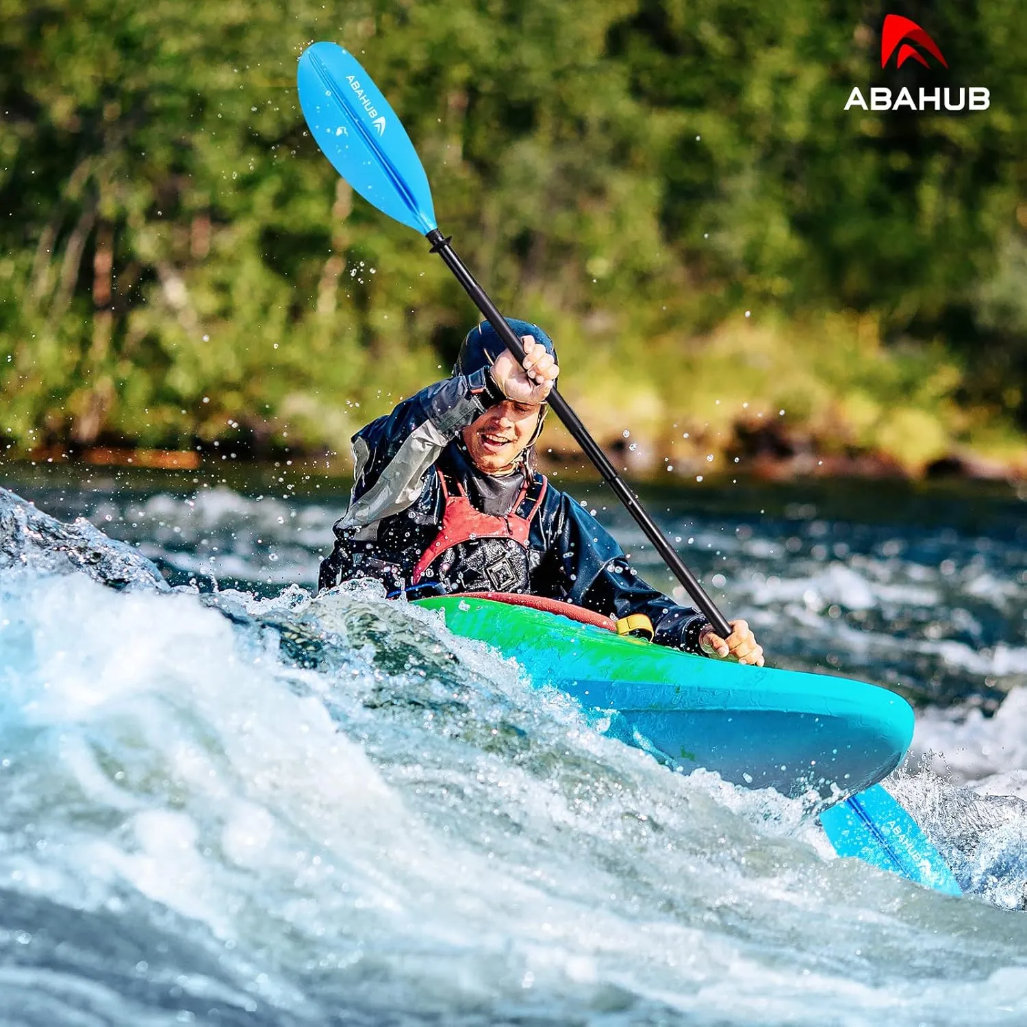 Abahub Kayak Paddle, 90.5 Inches Kayaking Oars for Boating, Canoeing with Free Paddle Leash, Aluminum Alloy Shaft Black/Blue/Green/Orange/Yellow Plastic Blades