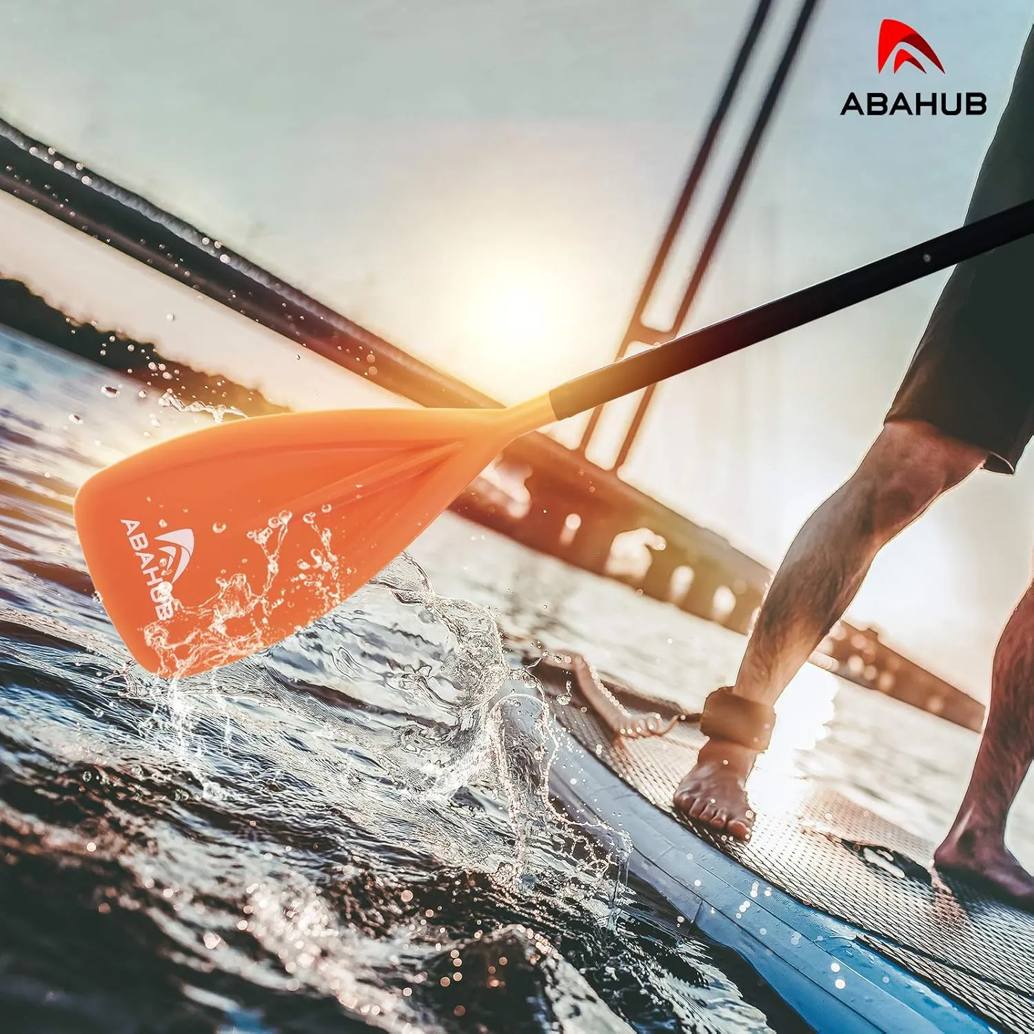 Abahub SUP Paddles - 3 Piece Adjustable Stand up Paddle - Lightweight Oar for Paddleboard, Aluminum Alloy PU Coated Shaft 68" - 84", Black/Blue/Green/Orange/Red/Yellow Plastic Nylon Blade