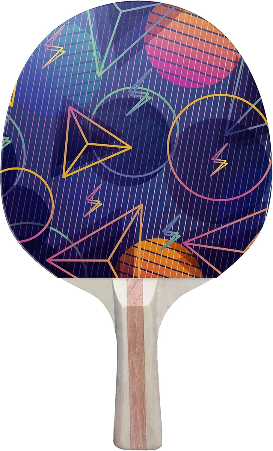Abstract Geometric Colorful Design Ping Pong Paddle, Premium 5 Ply Table Tennis Racket (Black on Back)