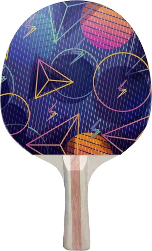 Abstract Geometric Colorful Design Ping Pong Paddle, Premium 5 Ply Table Tennis Racket (Black on Back)