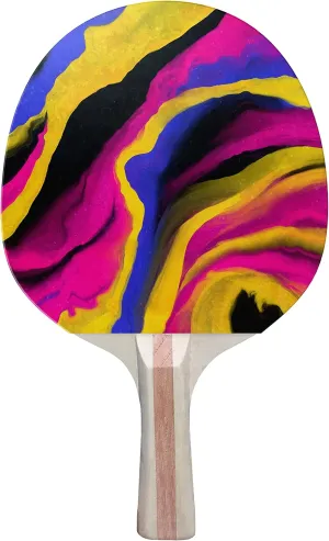 Abstract Paint Splash 2 Colorful Design Ping Pong Paddle, Premium 5 Ply Table Tennis Racket (Black on Back)