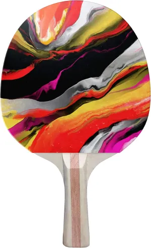 Abstract Paint Splash Colorful Design Ping Pong Paddle, Premium 5 Ply Table Tennis Racket (Red on Back)