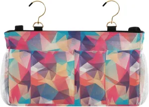 Abstract Seamless Triangles in Colorful Gradient Iron Frame Bedside Hanging Bag Magazine Holders Bedside Bag With Hooks for Dorm Bed Bunk Bed 14.2 x 4.9 x 7.9 inch