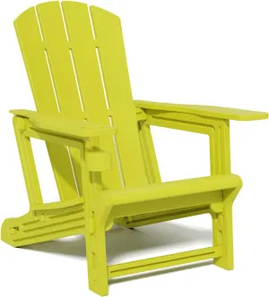 Adirondack Chair, Plastic Outdoor Chair Without Screws Install，Patio Chair with Cup Holder, 400 LBS Capacity Recliner Chairs Garden Chair for Backyard, Lawn Beach, Yellow