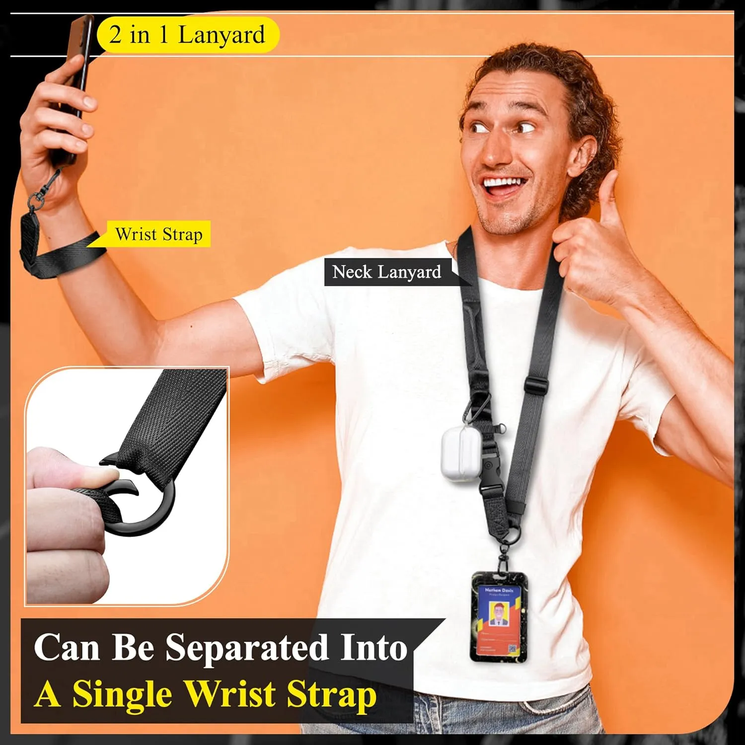 Adjustable Crossbody Phone Lanyard: 2 in 1 Crossbody Multifunctional Cell Phone Lanyard for iPhone with Clear Bag