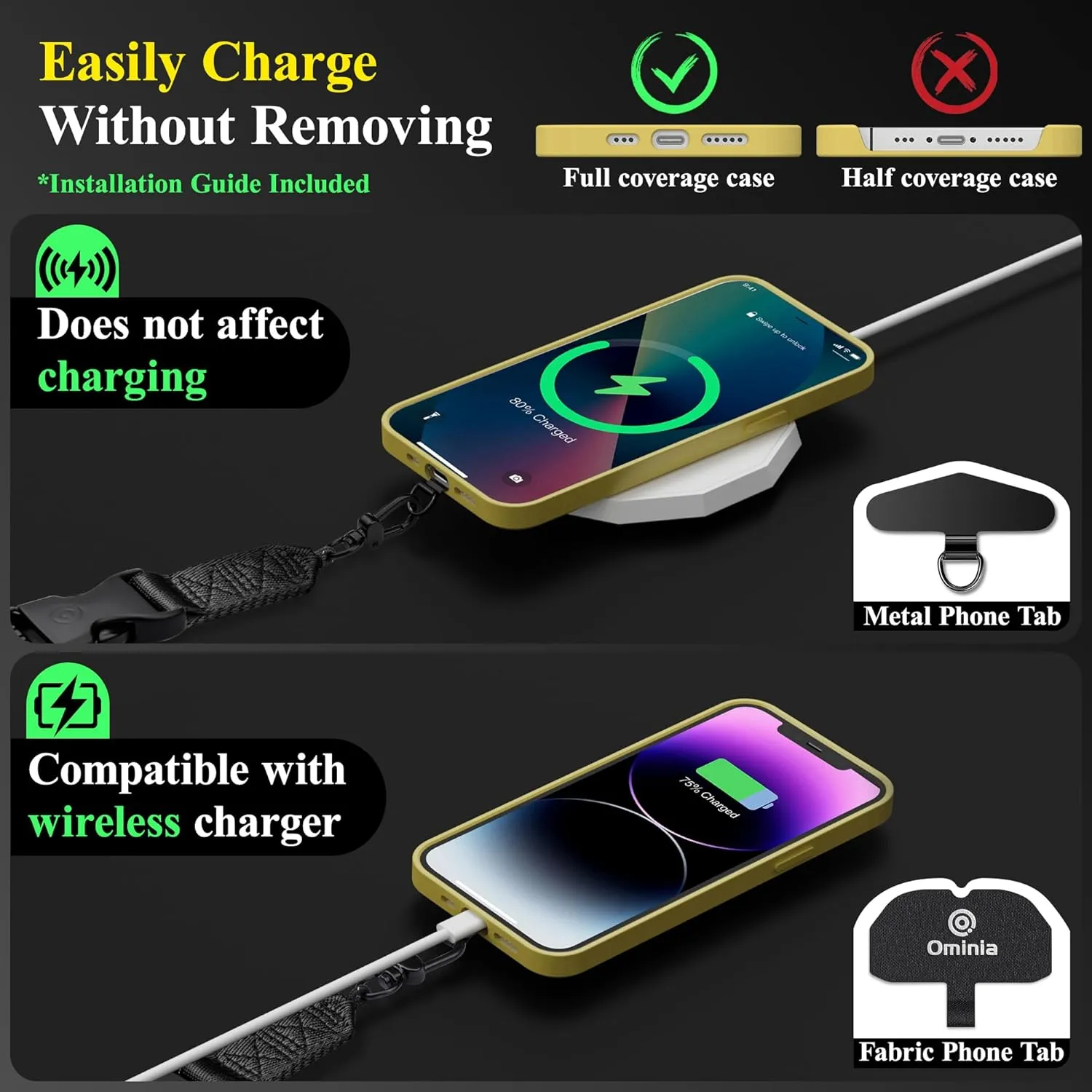 Adjustable Crossbody Phone Lanyard: 2 in 1 Crossbody Multifunctional Cell Phone Lanyard for iPhone with Clear Bag