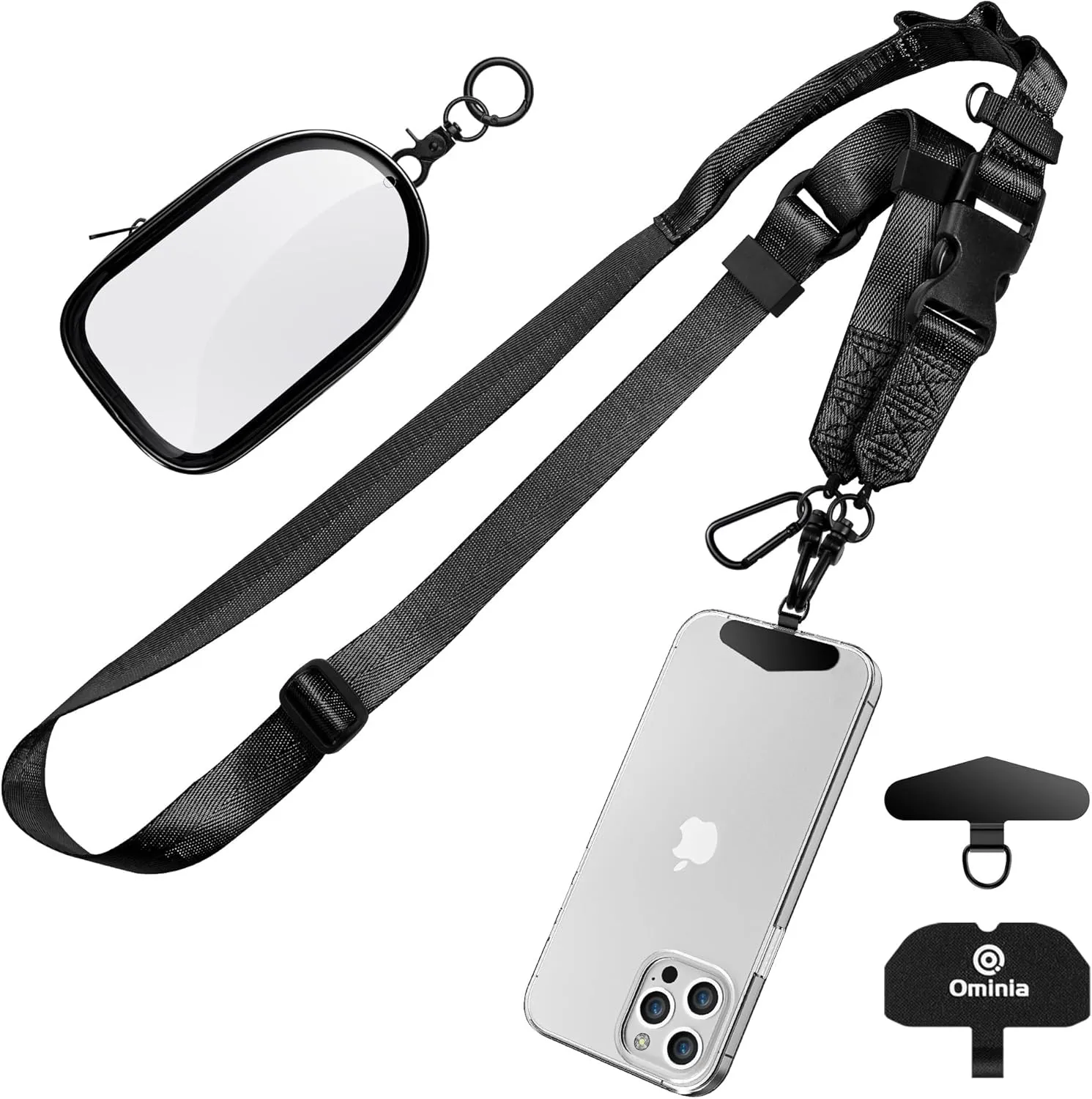 Adjustable Crossbody Phone Lanyard: 2 in 1 Crossbody Multifunctional Cell Phone Lanyard for iPhone with Clear Bag