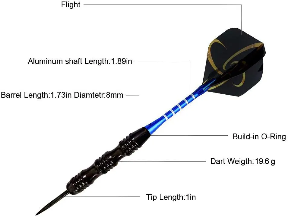 ADKX Steel Tip Darts 12 Pack Set with Nonslip Iron Barrel Aluminum Dart Shafts and Flights   Darts Sharpener   an Gift Box