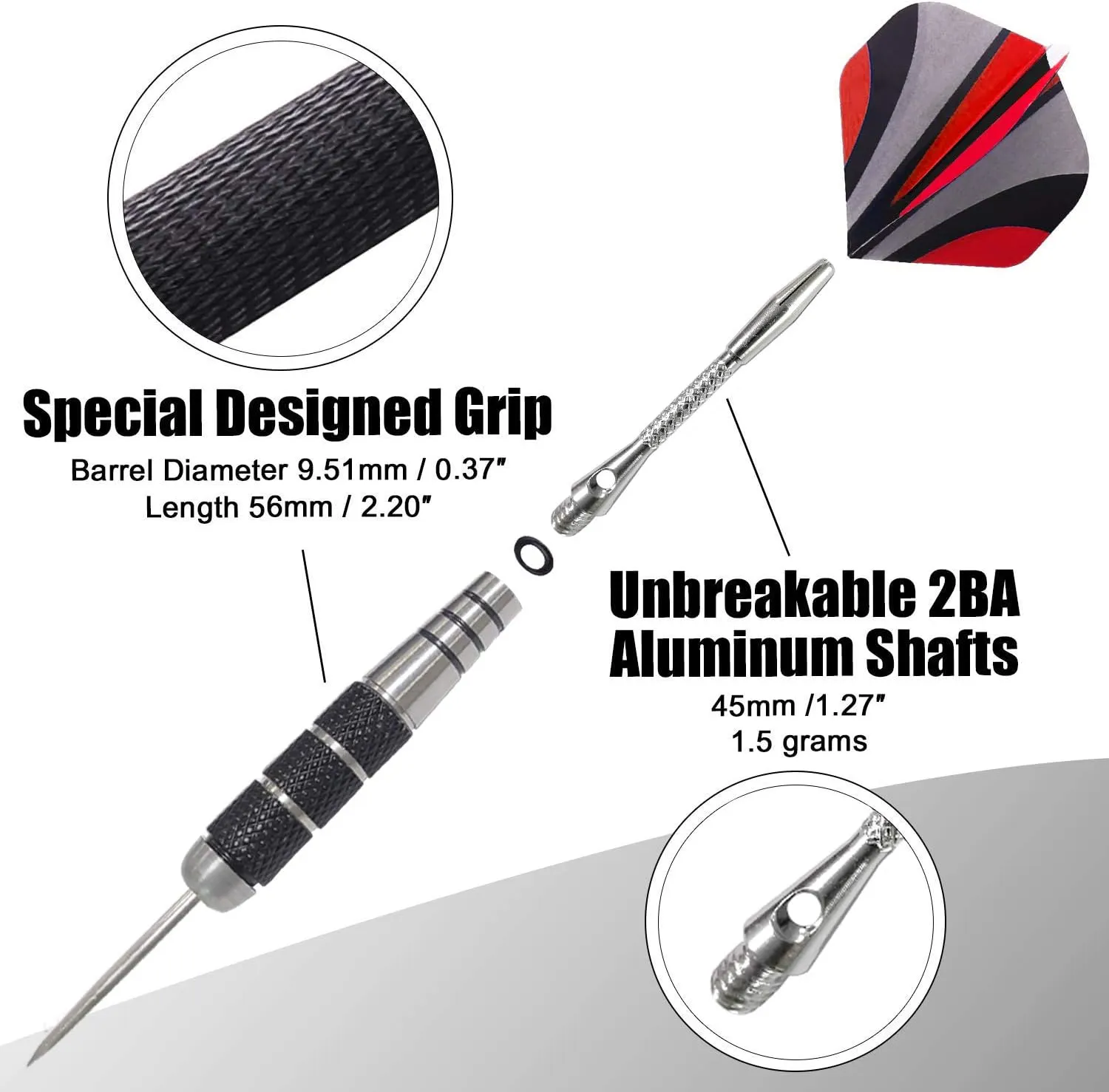 ADKX Steel Tip Darts 12 Pack Set with Nonslip Iron Barrel Aluminum Dart Shafts and Flights   Darts Sharpener   an Gift Box
