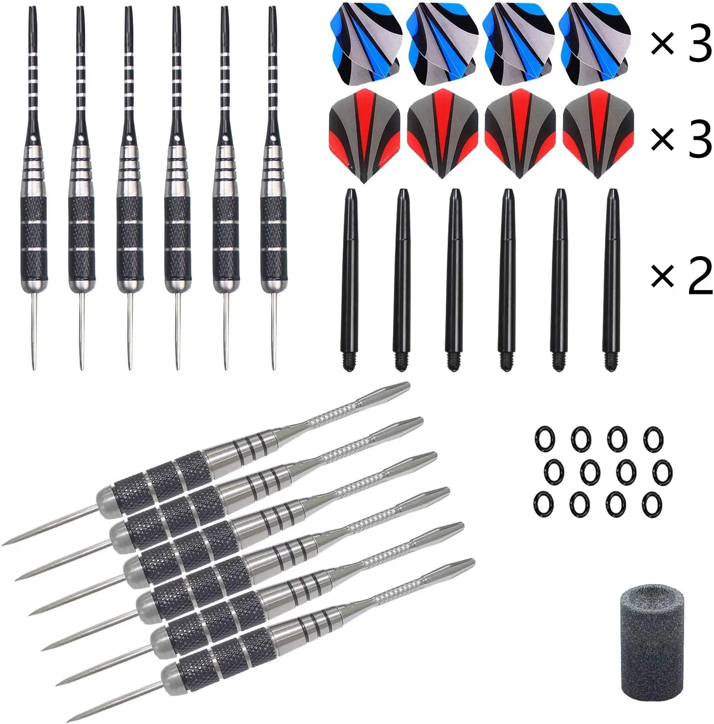 ADKX Steel Tip Darts 12 Pack Set with Nonslip Iron Barrel Aluminum Dart Shafts and Flights   Darts Sharpener   an Gift Box