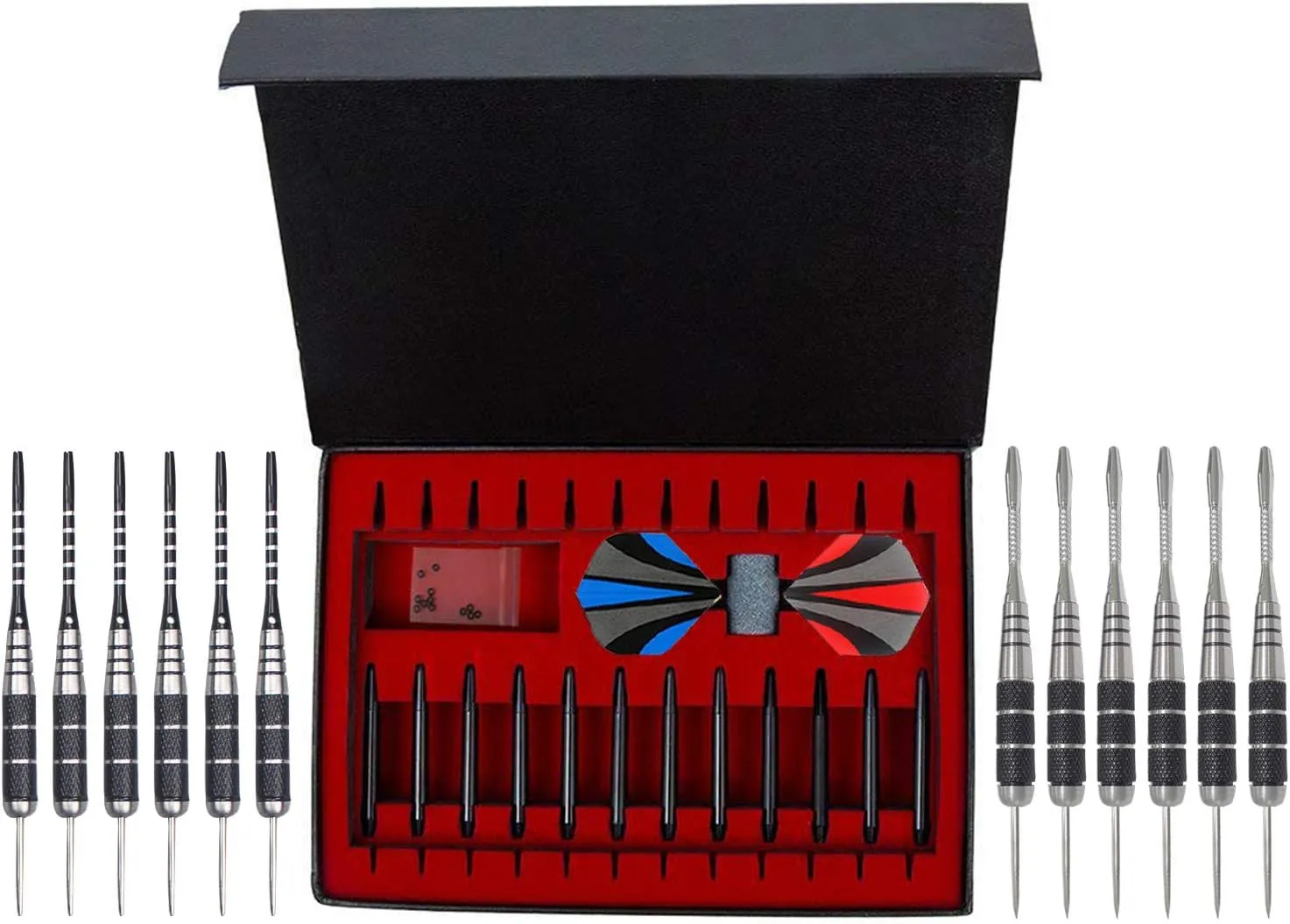 ADKX Steel Tip Darts 12 Pack Set with Nonslip Iron Barrel Aluminum Dart Shafts and Flights   Darts Sharpener   an Gift Box