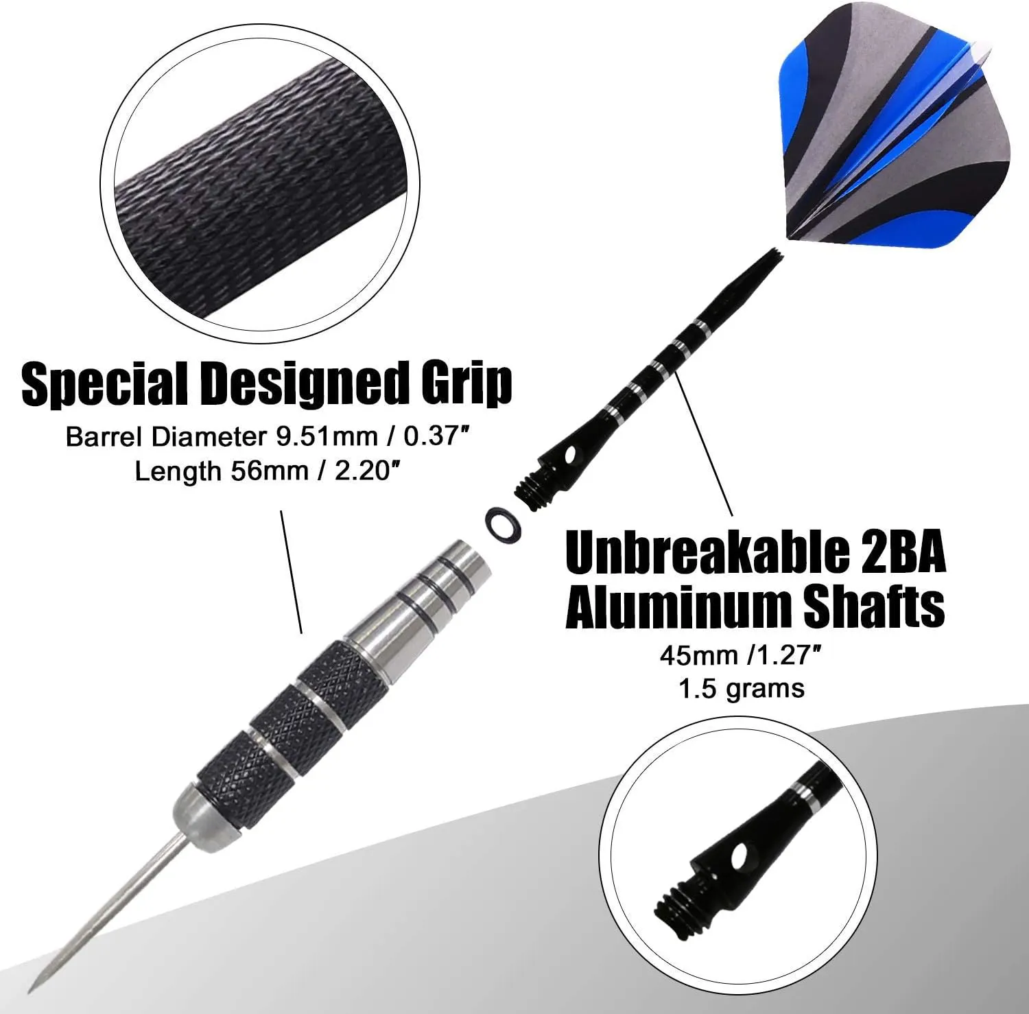 ADKX Steel Tip Darts 12 Pack Set with Nonslip Iron Barrel Aluminum Dart Shafts and Flights   Darts Sharpener   an Gift Box