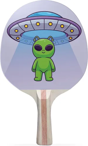 Alien UFO Rise Colorful Design Ping Pong Paddle, Premium 5 Ply Table Tennis Racket (Black on Back)