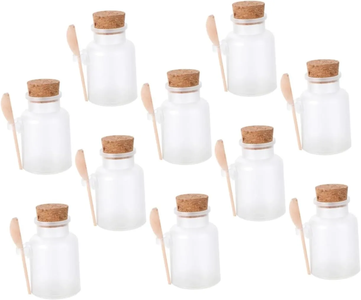 Alipis 10pcs Transparent Bath Salt Holders with Spoon Portable Storage Jars for Sea Salt Easy to Clean and Reusable Containers for Travel present for Organizing
