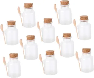 Alipis 10pcs Transparent Bath Salt Holders with Spoon Portable Storage Jars for Sea Salt Easy to Clean and Reusable Containers for Travel present for Organizing
