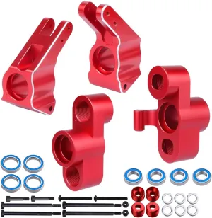 Aluminum Front Knuckles Steering Blocks & Rear Hub Stub Axle Carriers for ARRMA Kraton 8S BLX 1/5 Scale RC Truck, fit Outcast 8S, Replaces ARA330558 ARA330565 Upgrades (Red)