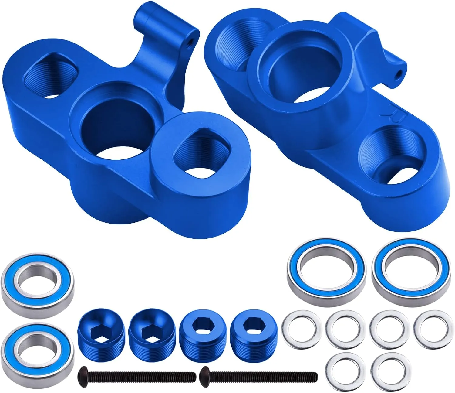 Aluminum Front Knuckles Steering Blocks with Bearings for ARRMA Kraton 8S BLX 1/5 Scale RC Truck, fit Outcast 8S, Replaces ARA330558 Upgrades (Blue)