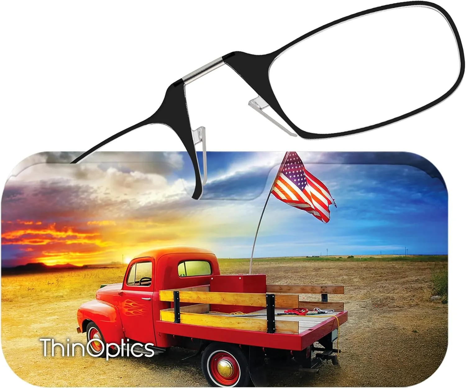 Always With You ThinOptics Readers - Armless On-Nose Reading Glasses - Slim Printed Case Attaches to Phone or Fits in Wallet