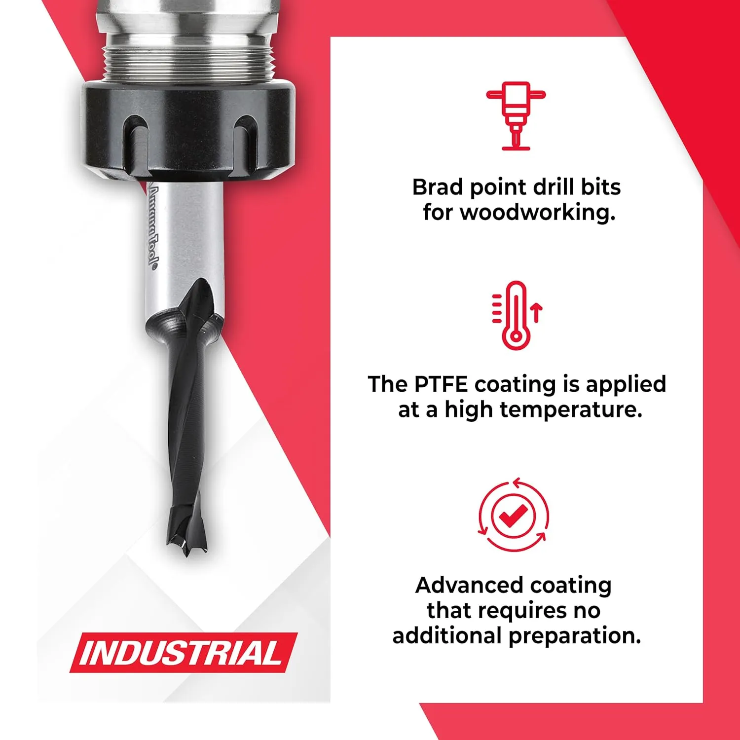 Amana Tool - 201005 Carbide Tipped Brad Pt. Boring Bit R/H 5mm Dia x 57mm Long x 10mm Sh