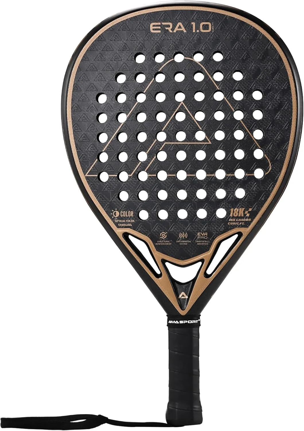 AMASPORT 2025 Era-1.0 Series Pros Padel Racket - 18K Carbon Pala Padel & Color-Changing Tech | Advanced Spin Control & Anti-Vibration Paddle Tennis Racquets | Expert-Level Power & Precision