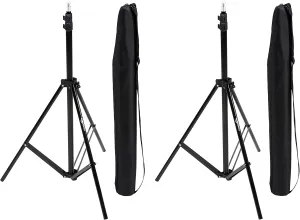 Amazon Basics Aluminum Light Photography Tripod Stand with Case - Pack of 2, 2.8 - 6.7 Feet, 1.81 lb, Black