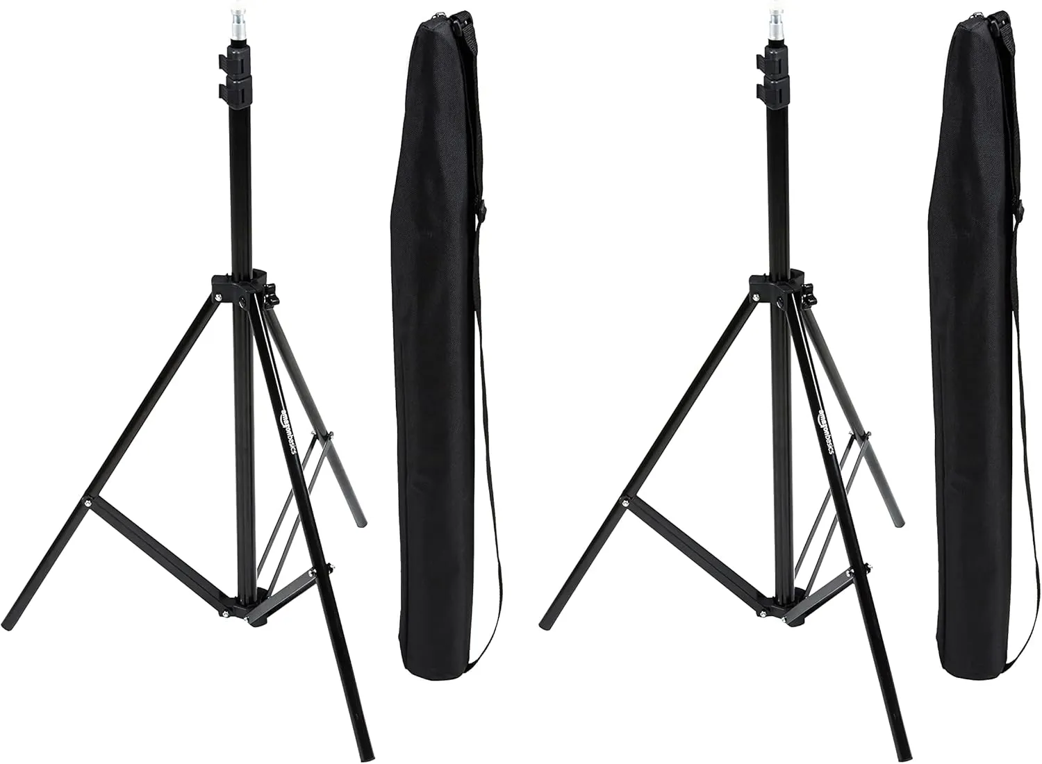 Amazon Basics Aluminum Light Photography Tripod Stand with Case - Pack of 2, 2.8 - 6.7 Feet, 1.81 lb, Black