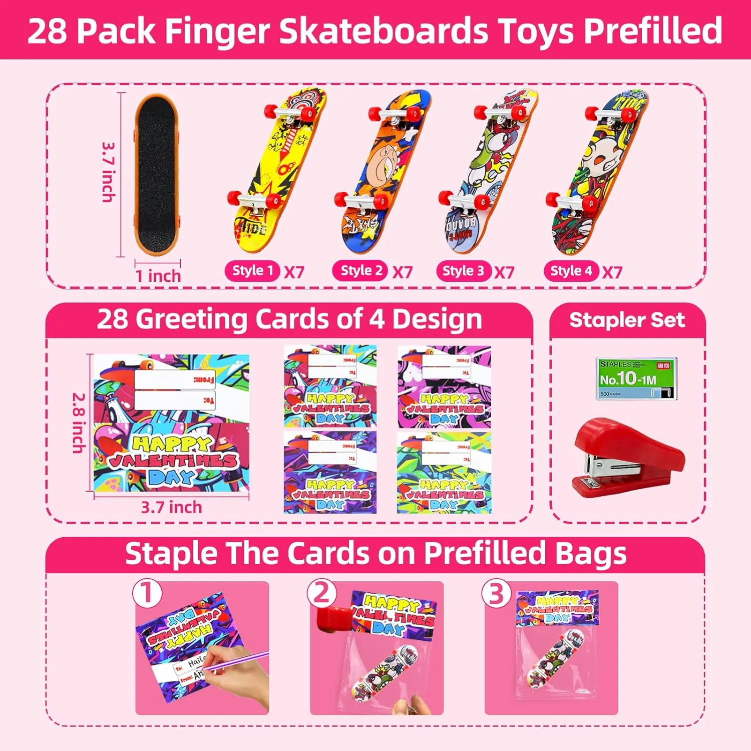 AMENON 28 Pack Finger Skateboards for Kids, Finger Sports Classroom Exchange Toys for Student Boys Girls Creative Fingertip Movement Toys Birthday Gifts Class Prizes Goodie Bag Stuffers