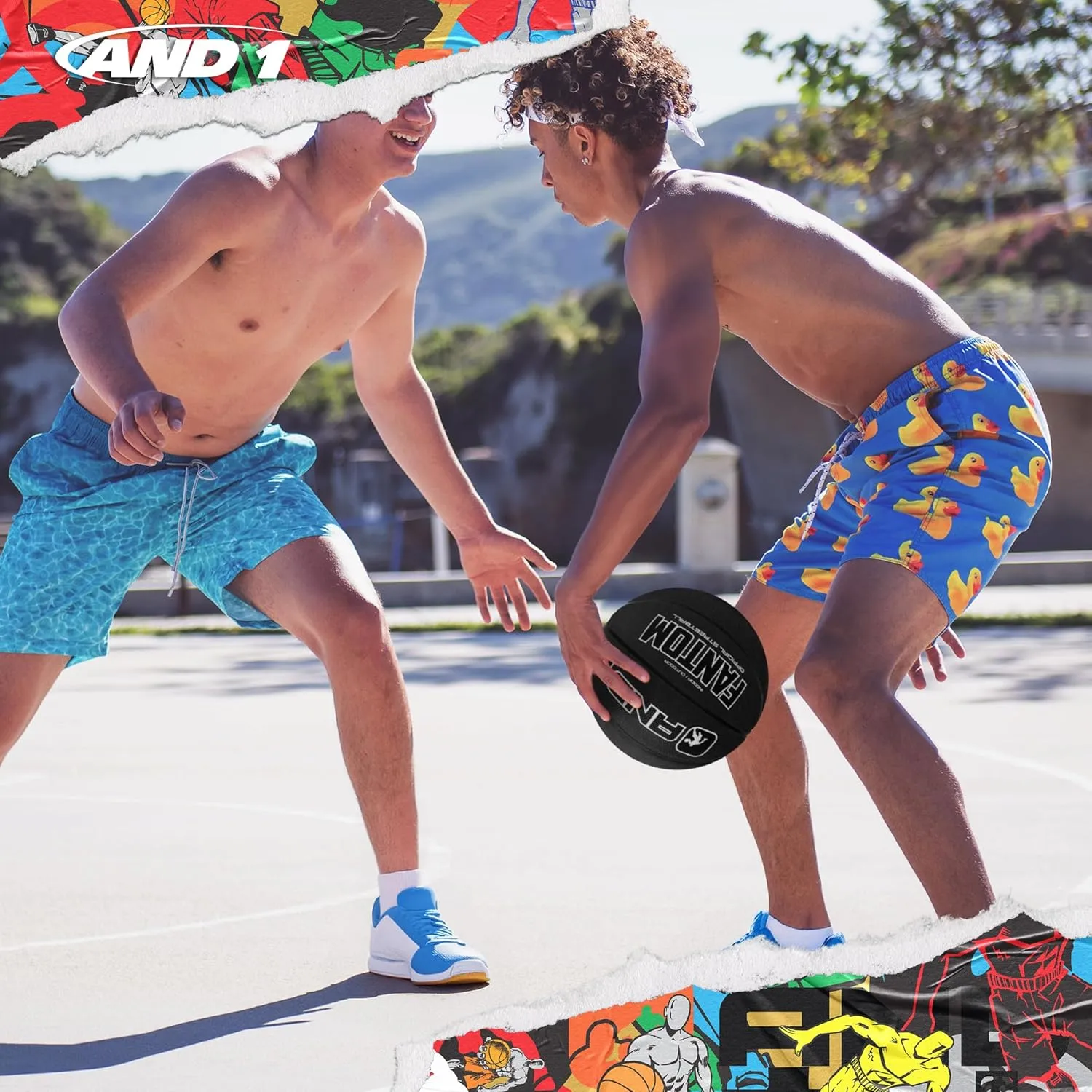 AND1 Fantom Rubber Basketball: Official Regulation Size 7 (29.5 inches) Rubber Basketball - Deep Channel Construction Streetball, Made for Indoor Outdoor Basketball Games