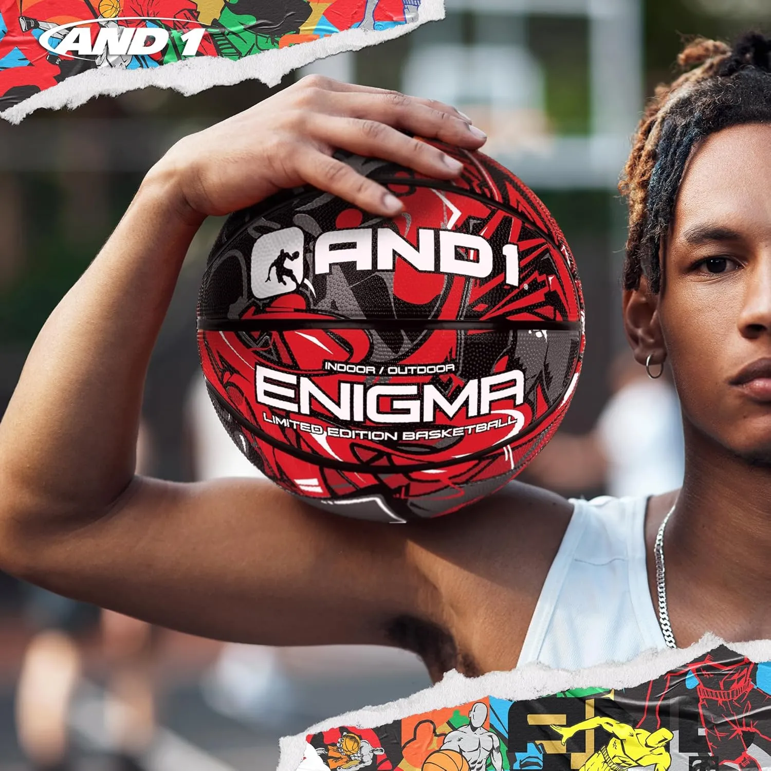 AND1 Rubber Basketball - Streetball for Indoor and Outdoor Use, Deep Channel Construction and Durability