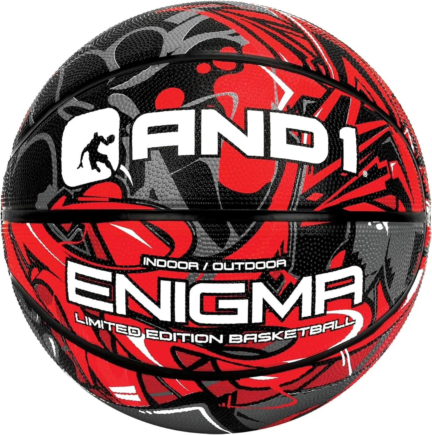 AND1 Rubber Basketball - Streetball for Indoor and Outdoor Use, Deep Channel Construction and Durability