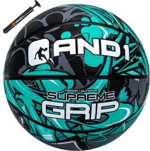 AND1 Supreme Grip Official Regulation Size 7 (29.5 inches) Rubber Basketball - Deep Channel Construction Streetball, Made for Indoor Outdoor Games