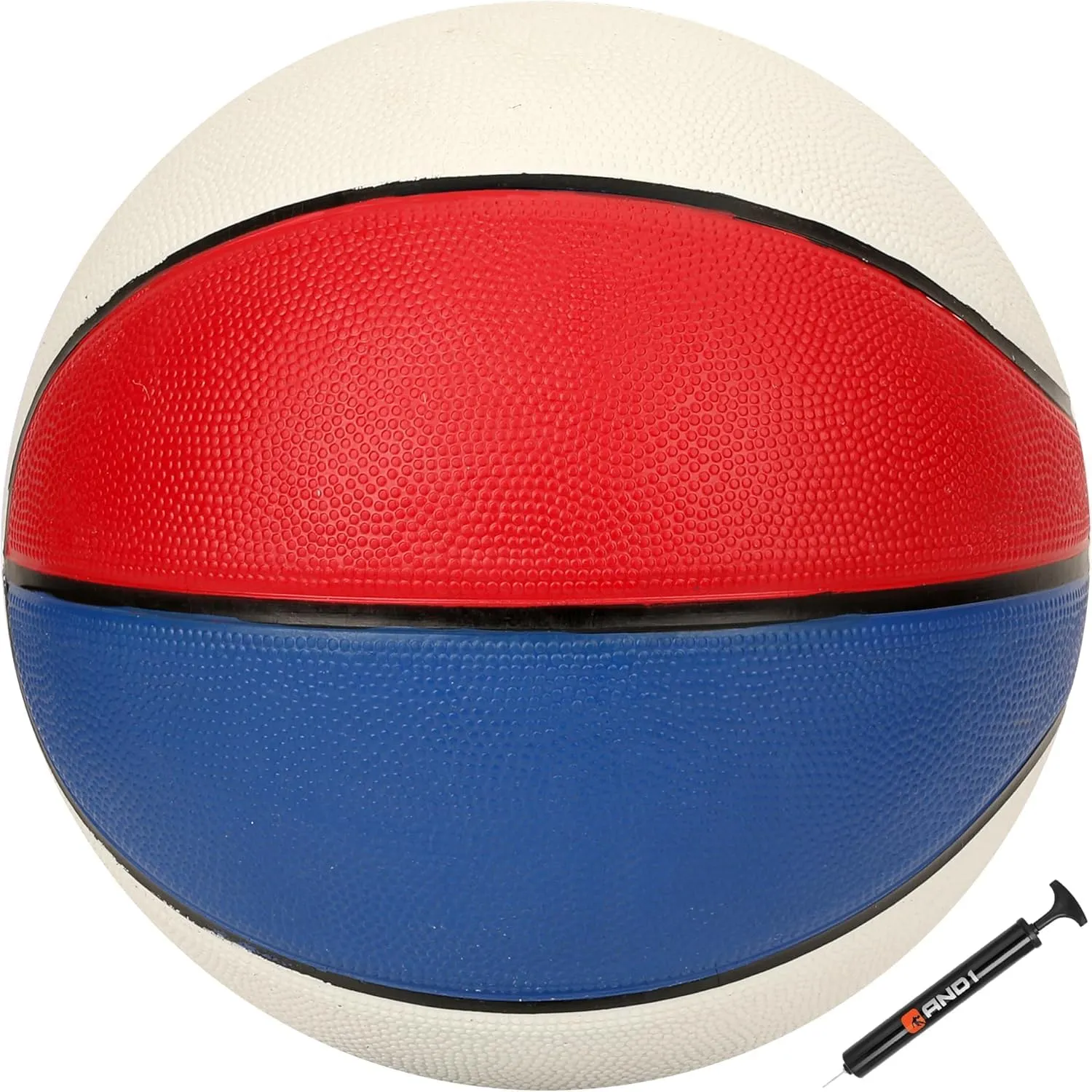 AND1 Xcelerate Rubber Basketball: Official Regulation Size 7 (29.5") - Deep Channel Construction Streetball, Made for Indoor Outdoor