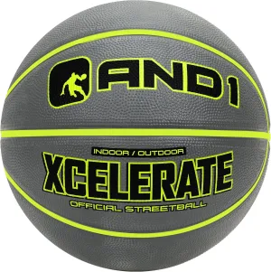 AND1 Xcelerate Rubber Basketball (Two-Tone Series)- Official Size 7 (29.5”) Streetball, Made for Indoor and Outdoor Basketball Games (Grey/Volt)