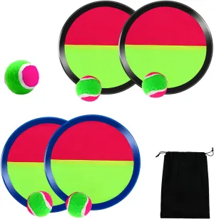 Aneco Paddle Catch Ball and Toss Game Set Disc Toss and Catch Paddle Game with 1 Storage Bag, 4 Paddles and 6 Balls (2 Big Balls and 4 Small Balls)