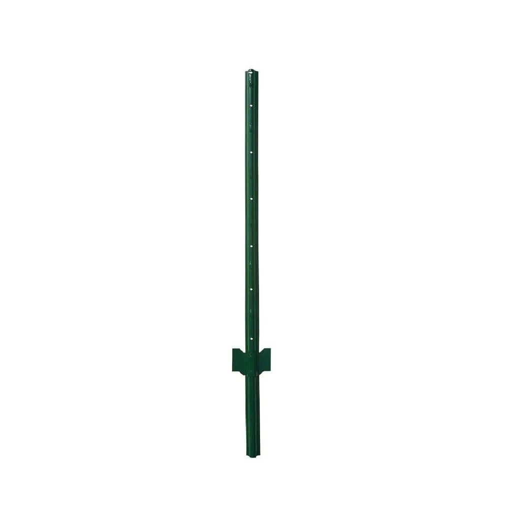 Angel Sar 48 in. x 1.2 in. x 1.2 in. Metal Fence Post U Post Green for Garden Wire Fence Steel Garden Post Sign Post (10-Pack)