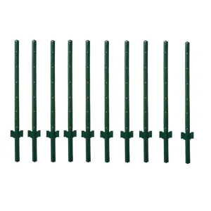 Angel Sar 48 in. x 1.2 in. x 1.2 in. Metal Fence Post U Post Green for Garden Wire Fence Steel Garden Post Sign Post (10-Pack)