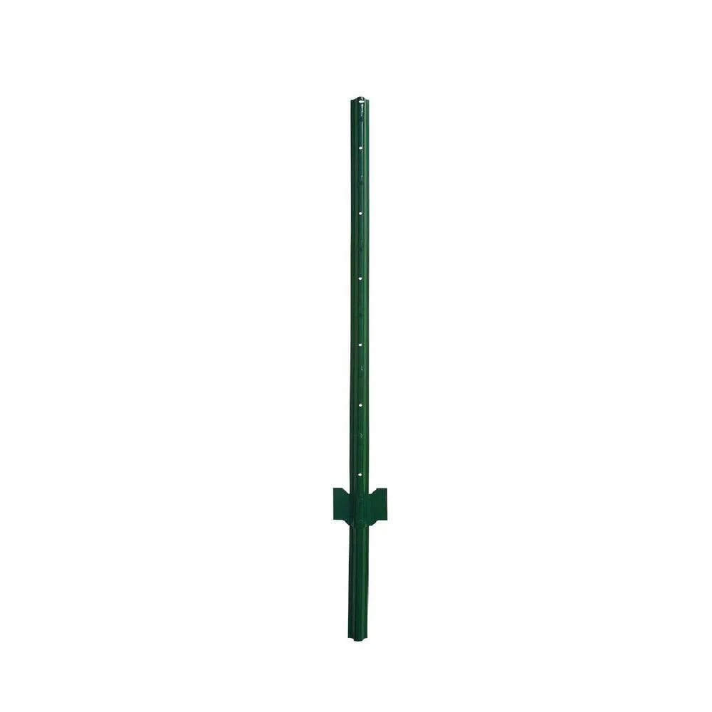 Angel Sar 48 in. x 1.2 in. x 1.2 in. Metal Fence Post U Post Green for Garden Wire Fence Steel Garden Post Sign Post (10-Pack)