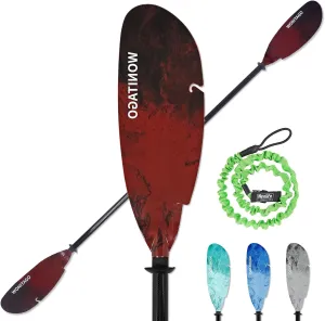 Angler Kayak Paddles Carbon Fiber Shaft and Plastic Blade, Floating Adjustable Fihsing Kayak Oars with Paddle Leash, 230-250cm/90-98 inch