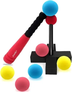 Aoneky Mini Foam Tball Set for Toddlers - Carry Bag Included - Best Baseball T Ball Toys for Kids Age 1 Years Old (Red)