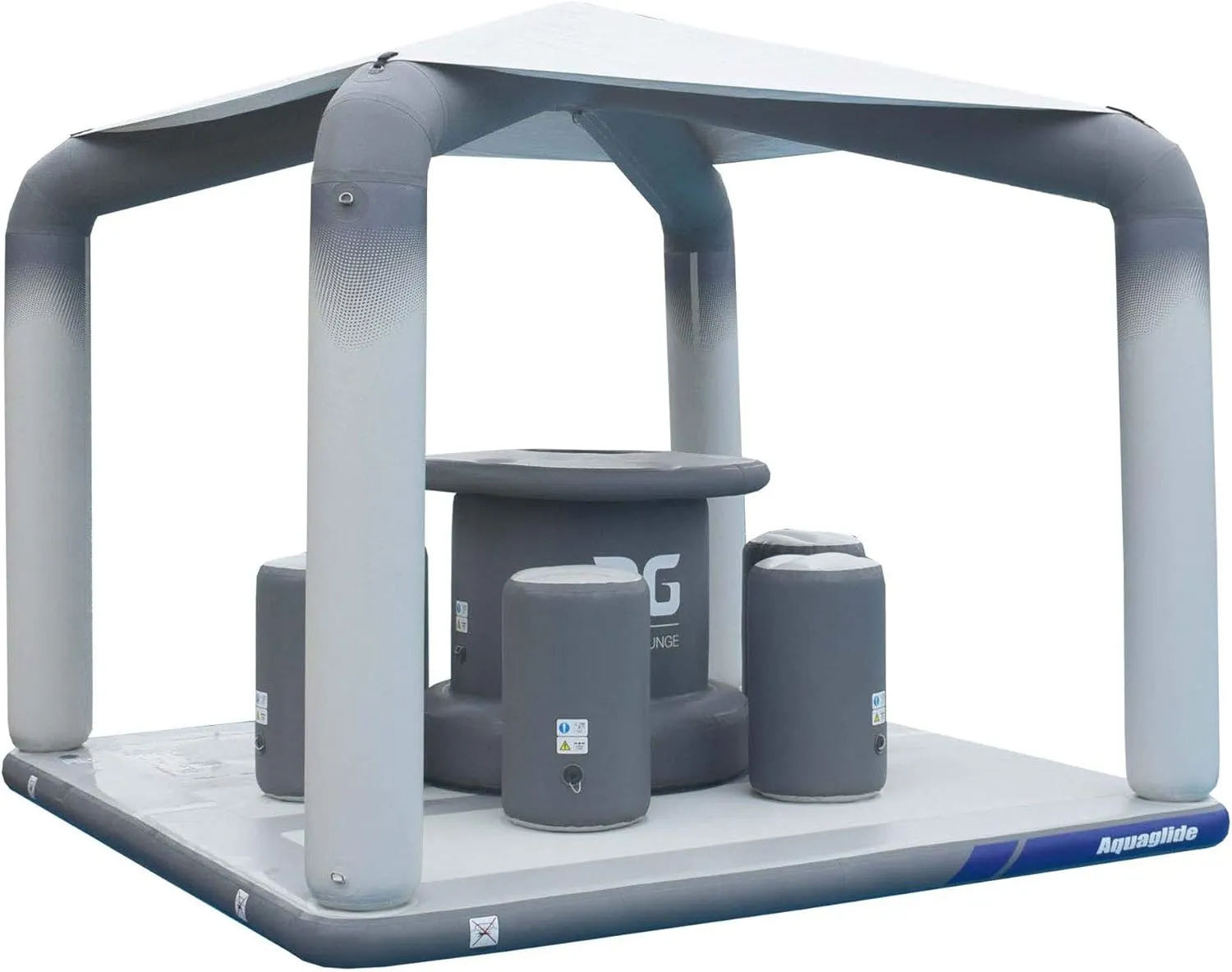AQUAGLIDE OG Lounge CX3 - Floating Lounge Area Platform with Table, Seats, Cupholders and Canopy
