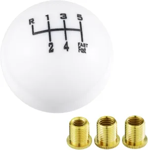 Arenbel 6 Speed Gear Lever Shift Grip Handle Round Ball Car Shifter Stick Speed Knob Fit Most Automatic Manual Vehicles, White