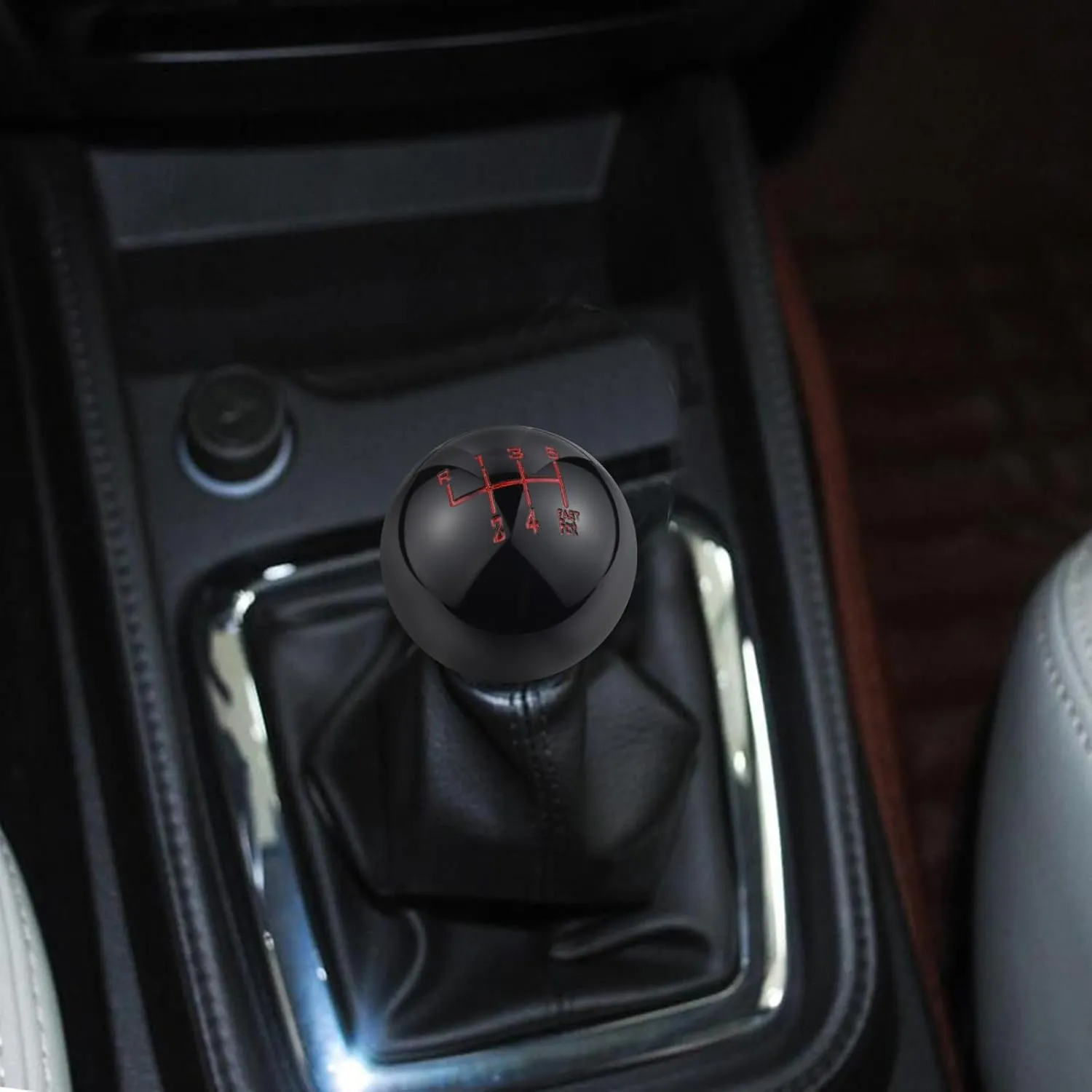 Arenbel 6 Speed Gear Lever Shift Handle Round Ball Car Shifter Stick Speed Knob Fit Most Automatic Manual Vehicles, Black