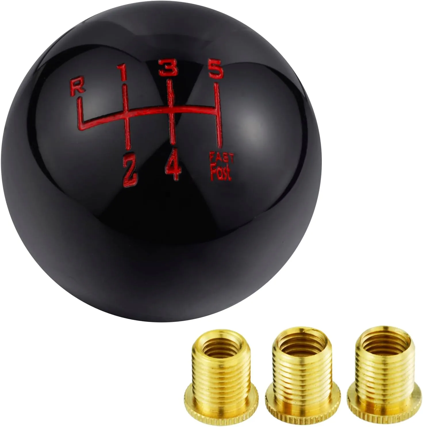 Arenbel 6 Speed Gear Lever Shift Handle Round Ball Car Shifter Stick Speed Knob Fit Most Automatic Manual Vehicles, Black