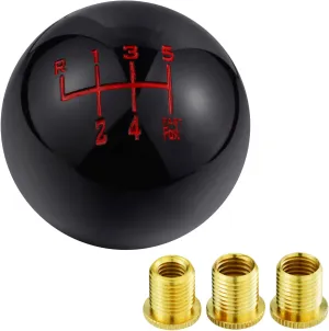 Arenbel 6 Speed Gear Lever Shift Handle Round Ball Car Shifter Stick Speed Knob Fit Most Automatic Manual Vehicles, Black