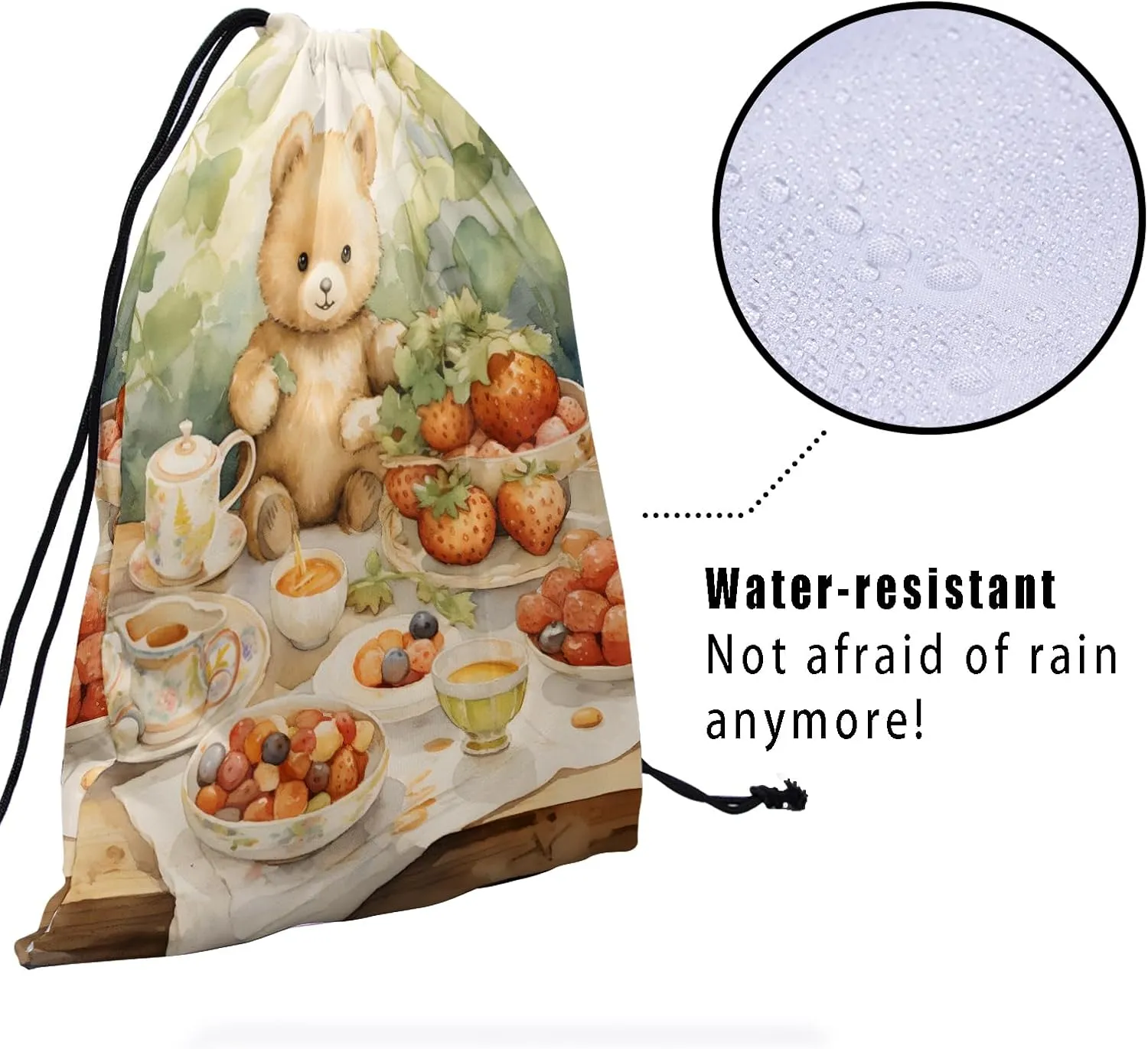Art Painting Gymnastics Grip Bag Watercolor Fruit Bear Women Grip Bags for Gymnasts Drawstring Grip Bags