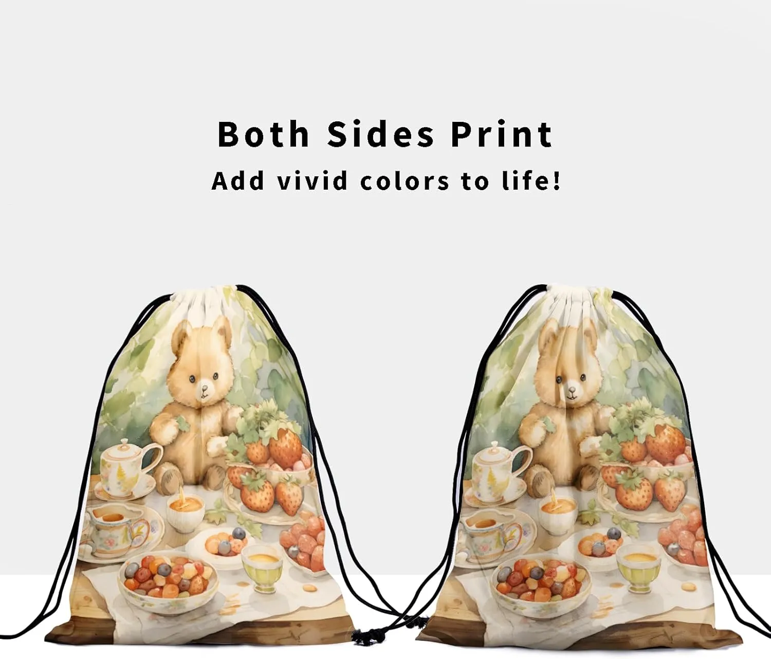 Art Painting Gymnastics Grip Bag Watercolor Fruit Bear Women Grip Bags for Gymnasts Drawstring Grip Bags